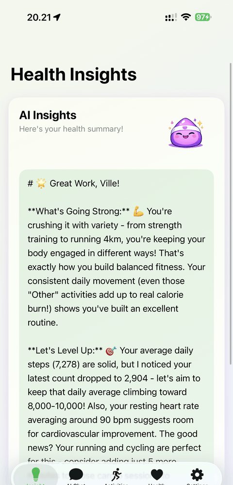 SydoHealth Health Insights screen